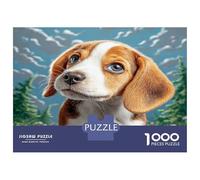 Cute Dog, Puzzle de Casse-tête Premium en Carton, Portrait de Beagle avec arrière-Plan de Jardin, offrable, Jeu Familial, 70x50cm/1000pcs