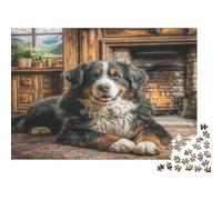 Cute Dog Puzzle for Adults & Age 14 Up Bernese Mountain Dog by Fireplace Fun Present & Activity for Home Gift 52x38cm/1000pcs