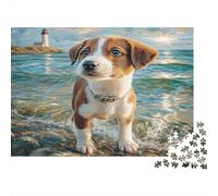 Cute Dog Puzzle pour Adultes - Épagneul Breton au Rivage Jeu de Réflexion et Stimulant pour Décoration Murale 70x50cm/1000pcs