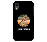 Cute Dogs I Love Pitbulls Vintage Sunset pour hommes, femmes et enfants Coque pour iPhone XR