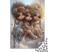 Cute Doll Sisters 1000 Pieces for Adults Three Kids in Tree Art Fun and Challenging Family Game Great Gift 38x26cm 1000pcs