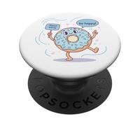 Cute Donut Worry Be Happy Funny Food Jeu de Mots PopSockets PopGrip Adhésif