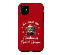 Cute Dragon Book for All I Want Christmas is Books & Dragons Coque pour iPhone 11