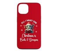 Cute Dragon Book for All I Want Christmas is Books & Dragons Coque pour iPhone 13