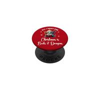 Cute Dragon Book for All I Want Christmas is Books & Dragons PopSockets PopGrip Adhésif