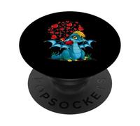 Cute Dragon Heart Valentines Day for Girls Boys Kids Dragons PopSockets PopGrip Adhésif