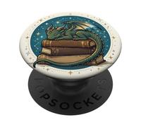 Cute Dragon Wings Book Lover Librarian Fantasy Bookish PopSockets PopGrip Adhésif