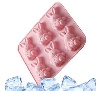 Cute Easter Bunny Silicone Mold Chocolate Tray , Molds Reusable 6 Cavity Easy Release Baking Art Crafts Dessert Shaping | Suitable Ideal Perfect For Cupcake Fondant Candy Sugar Muffin Family Friends P