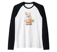 Cute Easter Bunny with Carrot for Women Who Loves Rabbits Manche Raglan