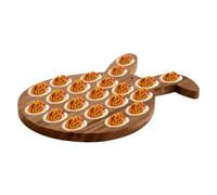 Cute Easter Deviled Egg Platter - 39x26.5cm Wooden Tray, Bunny Snack Holder, Festive Dessert Plate with 21-Hole Design | Party Serving Dish for Hosts Families Entertainers Gatherings Spring Celebratio