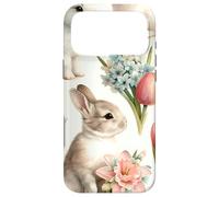 Cute Easter Rabbit Decor for Women with Tulip Flower Pattern Coque pour iPhone 17 Pro Max