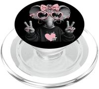 Cute Elephant Girl Heart Lunettes de Soleil Motif Signe de Paix Rose PopSockets PopGrip pour MagSafe