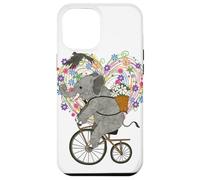 Cute Elephant Loves Cycling on Vintage Bike - Floral Heart Coque pour iPhone 12 Pro Max