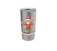 Cute Elf Doing Reformer Machine Pilates Noël Pilates Gobelet isotherme en acier inoxydable double paroi