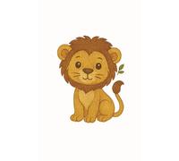 Cute Embroidered Lion: Adorable embroidered-style lion design to inspire daily planning and creativity.