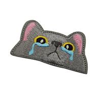 Cute Fabric Applique, Iron on Cat Patch, Embroidered Patch with Heat Seal, Stylish Textile Decoration for Shirts, Bag Accessory with Detailed Stitching, Sewing Project for Uniform Apparel
