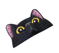Cute Fabric Applique, Iron on Cat Patch, Embroidered Patch with Heat Seal, Stylish Textile Decoration for Shirts, Bag Accessory with Detailed Stitching, Sewing Project for Uniform Apparel