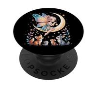 Cute Fairy Tales Magic Moon Animals Mythical Girl PopSockets PopGrip Adhésif