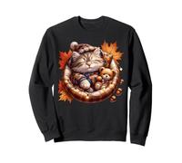Cute Fall Cat Graphic for Cat Grandma and Autumn Kitten Mom Sweatshirt