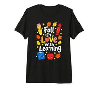 Cute Fall in Love with Learning Autumn Teacher for Men Women T-Shirt Haut de Gamme