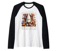 Cute Fall Into A Good Book Lover GNOME Graphic for Bookworm Manche Raglan