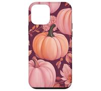 Cute Fall Themed Pink Pumpkin Flower Autumn Leaves Purple Coque pour iPhone 12 Mini