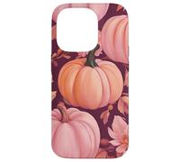 Cute Fall Themed Pink Pumpkin Flower Autumn Leaves Purple Coque pour iPhone 14 Pro