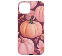 Cute Fall Themed Pink Pumpkin Flower Autumn Leaves Purple Coque pour iPhone 15 Plus