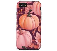 Cute Fall Themed Pink Pumpkin Flower Autumn Leaves Purple Coque pour iPhone SE (2020) / 7/8