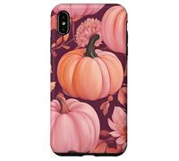 Cute Fall Themed Pink Pumpkin Flower Autumn Leaves Purple Coque pour iPhone XS Max