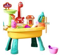 Cute Faucet Table, Kids Outdoor Water Activity Center, 25.5x14.9 Inches Splash Station with Pump, ABS Play Set, Battery Powered Circulation with Vibrant Style, Backyard Accessory for Beach Pool