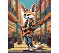 Cute Fennec Fox Playing Guitar Notebook: Funny Busker Animal Notepad | 110 pages, ruled, 7.5"x9.25"