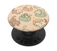 Cute Ferret Cartoon Kawaii Pastel Animal Playtime Art PopSockets PopGrip Adhésif
