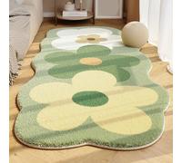 Cute Flower Bath Mat, Flower Pattern Non-Slip Washable Rugs Floor Mat, Bathroom Rugs Non Slip Washable High Absorbent Easy to Clean (Style 3-Green)