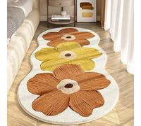 Cute Flower Bath Mat, Flower Pattern Non-Slip Washable Rugs Floor Mat, Bathroom Rugs Non Slip Washable High Absorbent Easy to Clean (Style 1-Yellow)