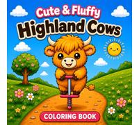 Cute & Fluffy Highland Cows Bold & Easy Coloring Book: 40 Cozy Scenes with Adorable Highland Cows for Relaxing Coloring Fun for Kids, Teens & Adults
