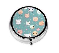 Cute Fox Boîte à pilules ronde portable à emporter dans votre poche de sac à main Boîte à pilules légère à 3 compartiments