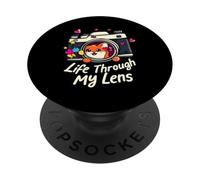 Cute Fox Camera Lens Photography - Life Through My Lens PopSockets PopGrip Adhésif