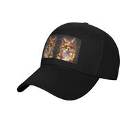 Cute Fox Casquette de baseball unisexe en coton incurvé classique avec motif imprimé sur le devant, casquette en sergé respirant avec boucle en métal réglable, Noir , Taille unique