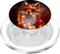 Cute Fox Christmas Lights Design Foxes Animal Lover Gift PopSockets PopGrip pour MagSafe