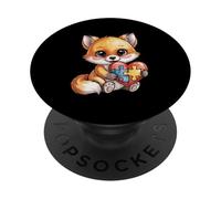 Cute Fox Holding Autism Puzzle Cœur Neurodiversité Soutien PopSockets PopGrip Adhésif