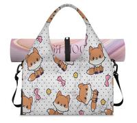 Cute Fox Sac de sport avec compartiment à chaussures Motif renard marbré Sac de w nd Sac fourre-tout pour salle de sport, yoga, voyage, couleur, L, Sac de voyage