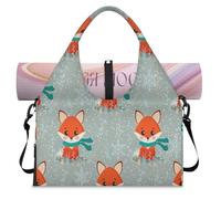 Cute Fox Sac de sport d'hiver pour homme et femme avec compartiment à chaussures Sac fourre-tout pour yoga, gym, voyage, couleur, L, Organiseur de sac
