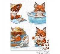 Cute Fox Stickers Pack Puzzle 1000 Pièces Cadeau Unique Jeu Éducatif Challenge Toy À De Qualité Supérieure Peinture Art pour Adultes Et Enfants À Partir De 14 Ans 52x38cm/1000pcs