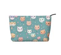 Cute Fox Trousse de maquillage en velours côtelé pour femme avec fermeture éclair, convient pour les voyages et le rangement quotidien des produits cosmétiques, noir, taille unique