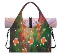 Cute Foxs Sac de sport avec compartiment à chaussures Space Galaxy Fox Weekend Sac fourre-tout pour salle de sport, yoga, voyage, couleur, L, Sac de voyage