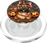 Cute Frenchie Pumpkin and Bat Decor French Bulldog Halloween PopSockets PopGrip pour MagSafe