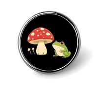Cute Frog And Mushroom Round Lapel Pins Decorative Metal Brooches Funny Button Badge for Clothing Bag Hat Gifts