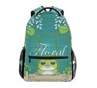 Cute Frog Art Shoulder Backpack Student Bookbags for Travel Kid Girls Boys