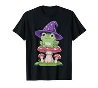 Cute Frog Wizard Hat on Mushroom Halloween Style Kids T-Shirt